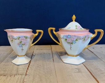 B&Co France Porcelain (1900-1914) Sugar Bowl and Creamer