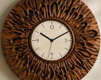3D STL File CNC Wood Carving – Parametric Wall Clock Design (Digital Download)