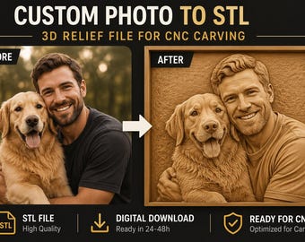 Archivo STL para convertir una foto personalizada en relieve 3D / Modelo para tallado CNC (descarga digital)