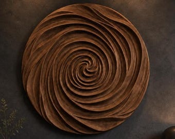 Abstract Spiral Relief STL File, 500mm Round CNC Wood Carving Panel