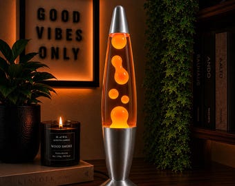 Incredible Play Lava Lamp – Motionz Retro-Chic 15" Blue Water With Red Lava, Soft Ambient Glow, R39 Bulb, Plug-In For Bedroom Or Office Decor
