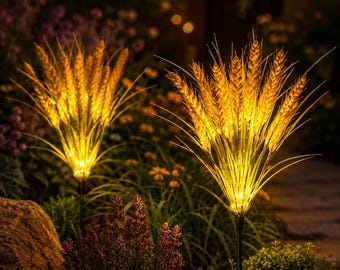 Solar Wheat Ears Stake Lights | LED Outdoor Pathway Lighting for Garden & Lawn Decor