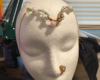 Tocado y brazalete nasal artesanales hechos con alambre envuelto
