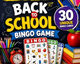 Back To School Bingo Game | 30 Printable Classroom Cards (Digital Download)