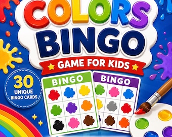 Colors Bingo Game for Kids Printable PDF | 30 Unique Bingo Cards | Preschool Color Matching Game | Classroom Activity | Homeschool Learning