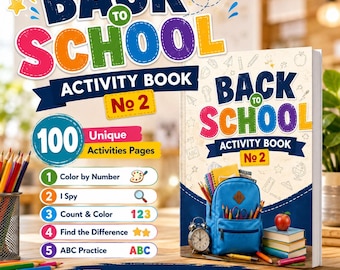 Back to School Activity Book 2, Kids Learning Workbook, School Activities, Printable PDF