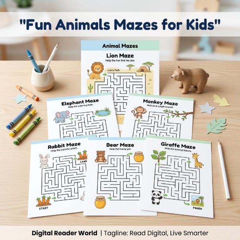 100 Fun Animal Mazes for Kids Printable PDF Activity Book image 4