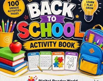 Back to School Activity Book for Kids, 100 Printable Learning Activities