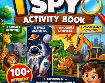 I Spy Activity Book for Kids Ages 3-8, 100+ Fun Animal Space Dino Activities