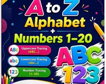 Alphabet Tracing Book for Kids A-Z & Numbers 1-20 Preschool Workbook