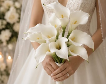 Real Touch Calla Lily Stem, Artificial Wedding Flower, PU Material, White Burgundy Yellow
