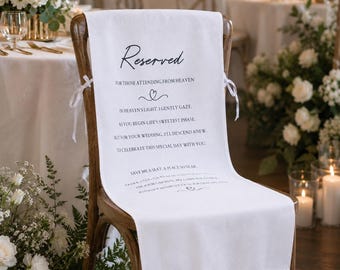 Reserved Wedding Chair Sign, In Loving Memory Banner, Elegant Fabric Decor