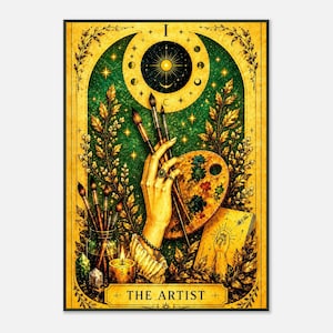 The Artist Tarot Card Poster, Mystical Wall Art, Boho Tarot Print, Occult Decor, Celestial Artwork, Dark Academia Poster, Spiritual Gift