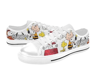 Zapatillas Snoopy personalizadas de lona, modelo alto y bajo.