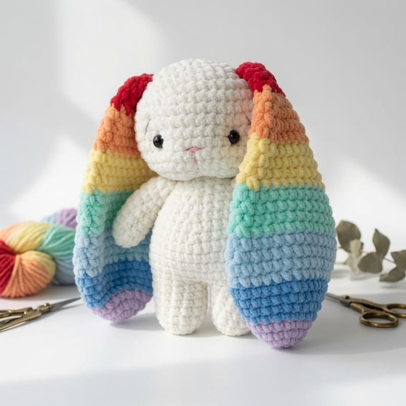 Small Crochet Rabbit Rainbow Bunny Crochet - Etsy