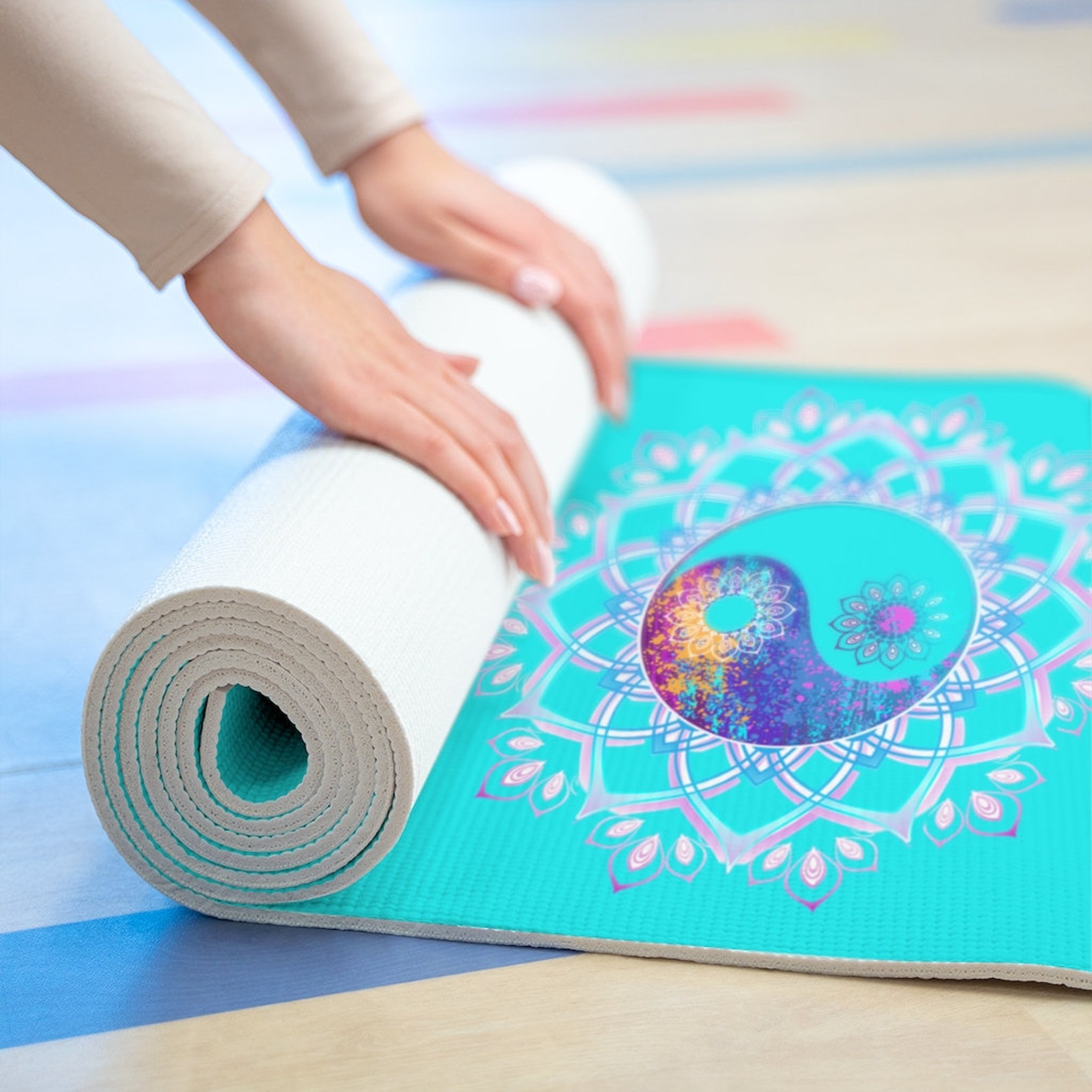 Yin and Yang/Yoga Mat/Meditation Mat/Pretty Yin and Yang Etsy