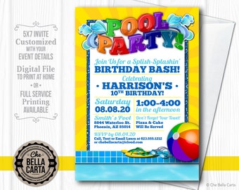 Pool Party Customized Printable Invitation