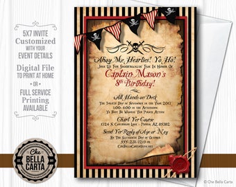 Pirate Party Customized Printable Invitation