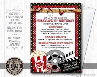 Movie Party Customized Printable Invitation