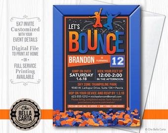 Trampoline Bounce Jump Theme Printable or Printed Invitation with FREE SHIPPING - Birthday, Fundraiser, Group Event, etc.