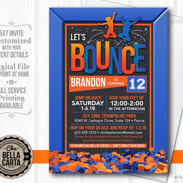 Sky Zone Invitation - Etsy