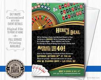 Casino Theme Invitation for Birthday Party, Casino/Game Night, Fundraiser, etc.