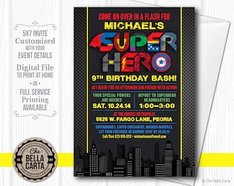 Superhero Party Customized Printable Invitation