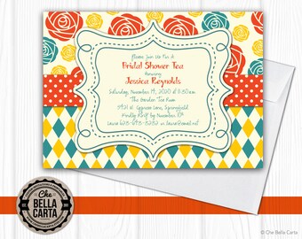 Modern Rose and Diamond Invitation Perfect for Showers, Birthdays and More
