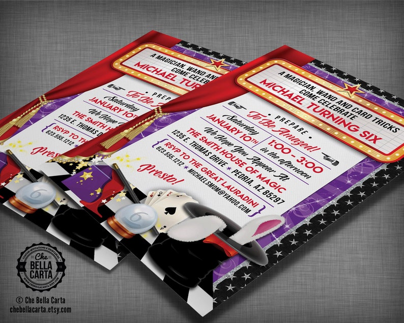 Magic Themed Customized Printable Invitation Etsy Magic Themed Customized Printable Invitation Etsy