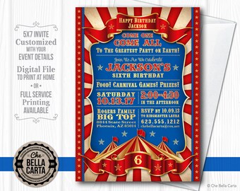 Circus Carnival Customized Printable Invitation