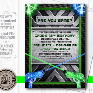 Laser Tag Party Customized Printable Invitation