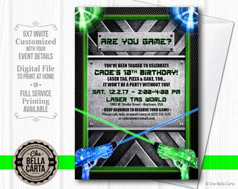Laser Tag Party Customized Printable Invitation