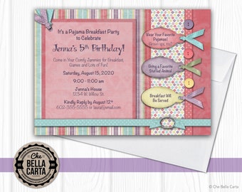 Pajama Party, Slumber Party, Birthday, Invitation