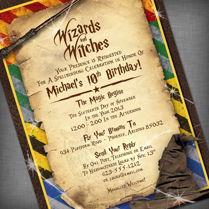 Witches Wizards Printable Invitation Etsy