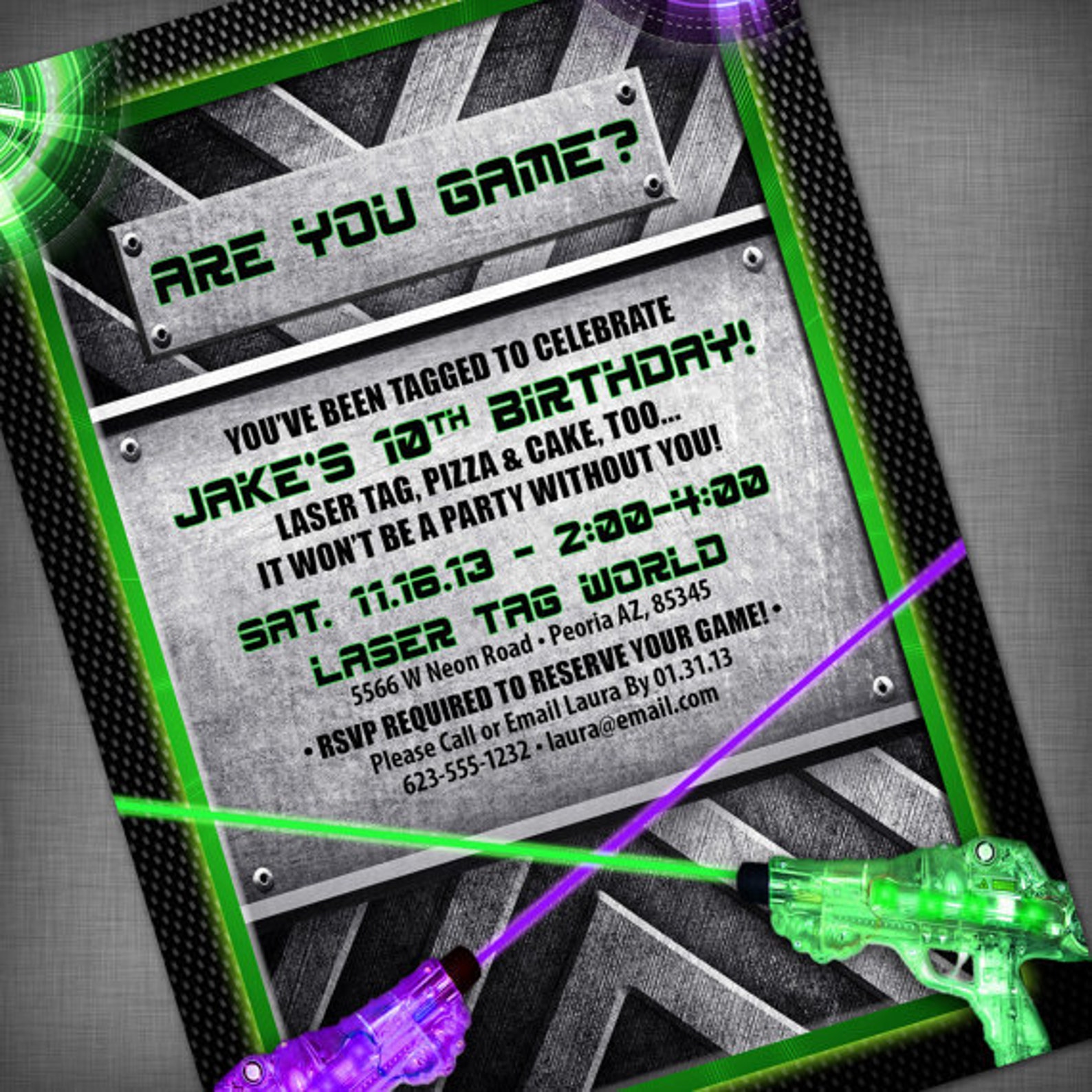 Laser Tag Party Customized Printable Invitation - Etsy