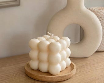 Handmade Bubble Cube Candle | Soy Wax Minimalist Decor