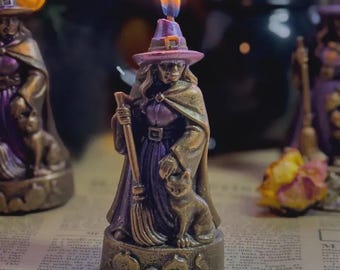 Beeswax Witch Candle, Halloween Gothic Decor, Wiccan Spooky Home Decoration