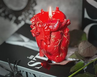 Anatomical Heart Candle, Spooky Gothic Decor, Berry Mulled Wine Scent, Soy Wax Halloween Candle