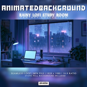 Sfondo animato Lofi Stanza accogliente Pacchetto streaming Sovrapposizione Streaming Twitch Lofi Schermo animato Sfondo anime Lofi Schermo Twitch Anime