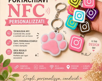 Custom Instagram NFC Keychain, Custom Social Media Keychain, Original NFC Tag Gift, Shareable Social Media Keychain
