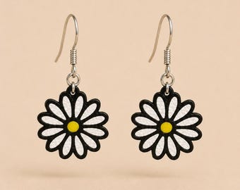Handmade daisy earrings, kawaii daisy earrings, minimal floral jewelry, lightweight flower earrings