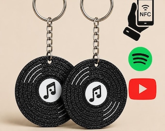 Personalized Spotify and YouTube NFC Keychain, Music Smart Tag, Social Media Keychain, Original Tech Gift