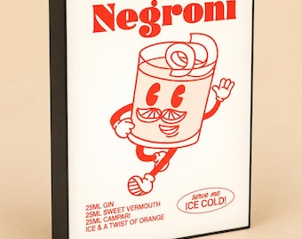 Caja de luz impresa en 3D Negroni, letrero LED para coctelería, lámpara decorativa para bar en casa y cocina.