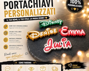 Personalized Disney Keychain with Name | Custom Name Keychain | Disney Style Gift Idea