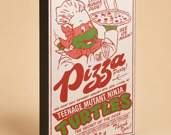 Light Box Teenage Mutant Ninja Turtles Pizza Party 3D printed, insegna luminosa LED TMNT, lampada decorativa gaming room