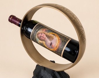 Fantasi Flytande Vinflaskhållare 3D-utskriven – Vulkanring Displayställ – Geek Home Bar Decor