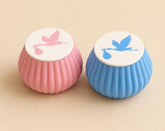 Personalized Pink or Blue Baptism Favor, Confetti Box with Stork