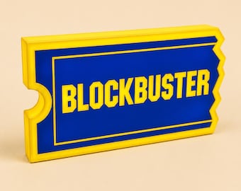 Caja de luz impresa en 3D de Blockbuster, letrero luminoso LED estilo boleto vintage, lámpara decorativa para sala de cine de los 90
