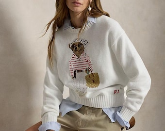 Polo Ralph Lauren Polo Bear Cotton-Blend Crewneck Sweater – Nautical Summer Edition