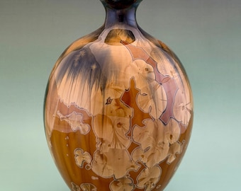 Handthrown porcelain crystalline vase